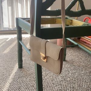 Beige leather, cross body bag